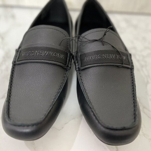 MARC NEW YORK ANDREW MARC Black Leather Slip On Loafers Shoes Men's Sz 9.5M NWOB - Picture 3 of 9